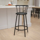 Flash Furniture Crown Back Black Metal Barstool with Black Vinyl Swivel Seat-Footrest
