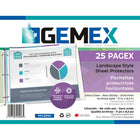 Gemex Pagex Top Load Polypropylene Page Holders for Landscape Letter Size, 3/1000'' Thickness, Crystal Clear, 25 Pack-Horizontal opening on the 11" side for ease of use