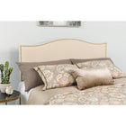 Flash Furniture - Tête de lit Lexington très grand rembourrée avec garniture pour clous décoratifs en tissu beige-Garniture tête de clou en laiton