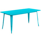 Flash Furniture 31.5" x 63" Rectangular Crystal Teal-Blue Metal Indoor-Outdoor Table-Metal Cafe Table