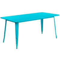 Flash Furniture 31.5" x 63" Rectangular Crystal Teal-Blue Metal Indoor-Outdoor Table-Metal Cafe Table