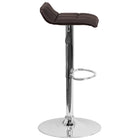 Flash Furniture Contemporary Brown Vinyl Adjustable Height Barstool with Quilted Wave Seat & Chrome Base-Brown Vinyl Upholstery