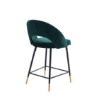 Plata Import Velvet Stool - Green-Metal / Velvet