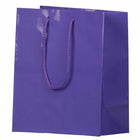 JAM Paper Glossy Gift Bags with Rope Handles - Medium - 8" x 4" x 10" - Purple - 100 Pack-Quantity: 100 per pack, Sturdy construction allows for you to fold and reuse bags later.