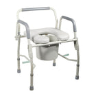 Drive Medical Steel Drop Arm Bedside Commode with Padded Seat & Arms-Grey, Steel