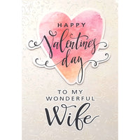 Rosedale Gold Greeting Cards/Envelopes - Happy Valentine's Day Wife (50103) - 5-1/2" x 8" - 6 Pack-Printed on premium uncoated card stock