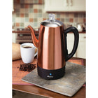 Euro Cuisine PER12 12 Cup Electric Coffee Percolator with Keep Warm Function, Copper Finish-Detachable Cord