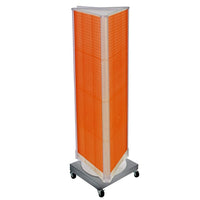 Azar Displays 3-Sided Pegboard Tower Floor Display, Revolving Wheeled Base, Orange (700452-ORG)-Pegboard display fixture