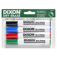 Dixon Dry Erase Markers - Wedge Tip - Assorted - 4 Pack-Dry erase marker for marking on white boards