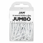JAM Paper Colored Jumbo 2" Paper Clips - White - 3 Packs of 75-Color: White