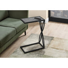 Monarch Specialties 3305 Accent Table - 25"H/Grey Stone-Look/Black Metal-Product dimensions: 25.25"H x 10.25"L x 18.25"W