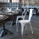 Flash Furniture Distressed Metal Indoor-Outdoor Stackable Chair - White-Distressed White Powder Coat Finish