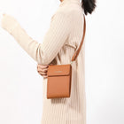 Champs RFID Blocking Smartphone Bag - Tan-Removable and Adjustable shoulder strap- 15" - 28" shoulder drop