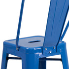 Flash Furniture Commercial Grade 24" High Metal Indoor-Outdoor Counter Height Stool with Back - Blue-Footrest with Floor Protector Plastic Glides
