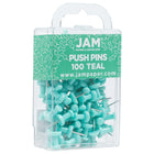 JAM Paper Push Pins, Teal, 100 Pack (22432067)-Teal