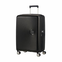 American Tourister 28.7" Curio Check-in Spinner Luggage - Expandable - Large - Bass Black-Constructed of 100% polypropylene offering extreme durability with a texture that reduces the visibility of scratches
