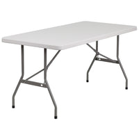 Flash Furniture 30"W x 60"L Granite Plastic Folding Table, White-Ready To Use Commercial Table