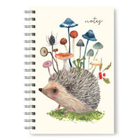 Studio Oh! Hedgehog with Mushrooms Medium Spiral Notebook - 8.74" x 6.10" - Assorted Colours-160 pages