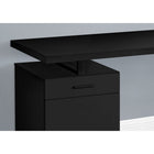 Monarch Specialties 7761 48" Computer Desk - Black Left Or Right Facing-Drawer handles, desktop support, and sturdy U-shaped metal leg are in a matching black finish