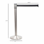 Eddie's 4-Way Crowd Control Stanchion w/ 6-1/2' Retractable Black Belt - Stainless Steel - 2 Pack-6-1/2' retractable black belt
