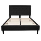 Flash Furniture - Lit plateforme Roxbury grand touffeté en tissu noir-Lit de plateforme