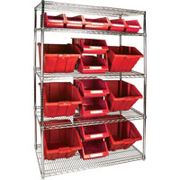 Kleton Heavy-Duty Wire Shelving Units With Storage Bins - 5 Tiers - 48" W x 74" H x 24" D-Depth: 24"