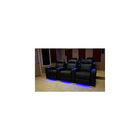 Valencia Piacenza Leather Air Manual Home Theater Recliner With LED Lights, 3-Seats, Black (3-BLK-ML)-Wide armrests and seating area for maximum comfort