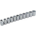 Gray Tools 11 Piece 3/8" Drive 12 Point Metric, Standard Chrome Socket Set, 9mm-19mm-Contains Sizes: 9, 10, 11, 12, 13, 14, 15, 16, 17, 18, 19mm.