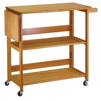 Winsome Foldable Wood Kitchen Cart, Light Oak (34137)-Slatted shelves and open sides offer light, airy look