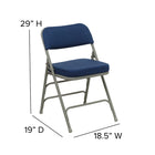 Flash Furniture HERCULES Series Premium Curved Triple Braced & Double Hinged Navy Fabric Metal Folding Chair-22mm x 1.2mm Round Steel Pipe Frame