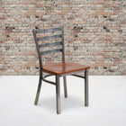 Flash Furniture HERCULES Series Clear Coated Ladder Back Metal Restaurant Chair - Cherry Wood Seat - 2 Pack-Welded Joint Assembly