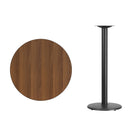 Flash Furniture 30" Round Walnut Laminate Table Top with 18" Round Bar Height Table Base-Walnut Laminate Top