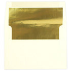 JAM Paper A7 Foil Lined Envelopes, 5.25 x 7.25, Ecru Ivory with Gold Lining, 250 Pack (2354150H)-Ecru with gold foil lined envelope