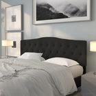 Flash Furniture - Tête de lit Cambridge très grand touffetée et rembourrée en tissu noir-Touffetée à boutons avec piquage à motif diamants