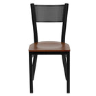 Flash Furniture HERCULES Series Black Grid Back Metal Restaurant Chair - Cherry Wood Seat-Metal Dining Chair