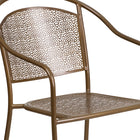 Flash Furniture Gold Indoor-Outdoor Steel Patio Arm Chair with Round Back-Gold Powder Coat Finish