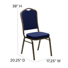 Flash Furniture HERCULES Series Crown Back Stacking Banquet Chair in Navy Blue Dot Patterned Fabric - Gold Vein Frame-2.5" Thick Seat Cushion