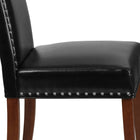 Flash Furniture HERCULES Hampton Hill Series Black Leather Parsons Chair with Silver Accent Nail Trim-Silver Nailhead Trim