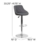 Flash Furniture Contemporary Vinyl Bucket Seat Adjustable Height Barstools with Chrome Base - Grey - 2 Pack-Footrest