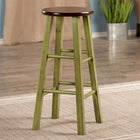 Winsome Wood Ivy 29" Bar Stool Rustic Green with Walnut Seat (64230)-Sturdy Square Legs