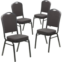 Flash Furniture – Chaise à dossier en couronne empilable Hercules, siège en tissu gris de 2,5 po, cadre argenté nervuré, p/4-Ensemble de 4 chaises de banquet polyvalentes