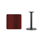 Flash Furniture 24'' Square Laminate Table Top, Mahogany with 18'' Round Table-Height Base (XUMA2424TR18)-Mahogany Laminate Top