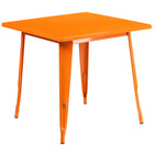 Flash Furniture 31.5" Square Orange Metal Indoor-Outdoor Table-Metal Cafe Table