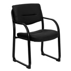 Flash Furniture Black Leather Executive Side Reception Chair with Sled Base-Contemporary Style