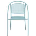 Flash Furniture Commercial Grade Indoor-Outdoor Steel Patio Arm Chair with Round Back - Sky Blue-Set of 5 Stackable Patio Chairs
