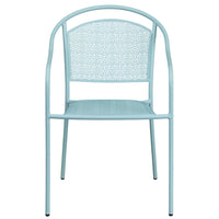 Flash Furniture Commercial Grade Indoor-Outdoor Steel Patio Arm Chair with Round Back - Sky Blue-Set of 5 Stackable Patio Chairs