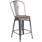 Flash Furniture 24" High Clear Coated Counter Height Stool with Back & Wood Seat-500 lb. Weight Capacity