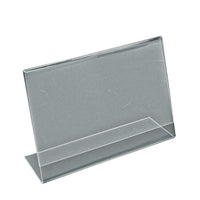 Azar Displays 8.5" x 11" Horizontal Slanted L-Shape Acrylic Sign Holder, Clear, 10 Pack (112715)-Use as a tabletop display or as a picture frame