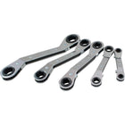Gray Tools 5 Piece 6 & 12 Point Metric, 25Deg Offset Ratcheting Box Wrench, 7mmx8mm-15mmx17mm-Contains 6PT sizes: 7 X 8mm, 9 X 10mm, 11 X 12mm, 13 X 14mm and 12PT Sizes: 15 X 17mm.