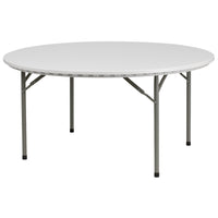 Flash Furniture 60" Round Granite Plastic Folding Table - White-Ready To Use Commercial Table